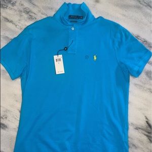 New Ralph Lauren Polo Custom Slim Fit Polo in Teal. Size Large